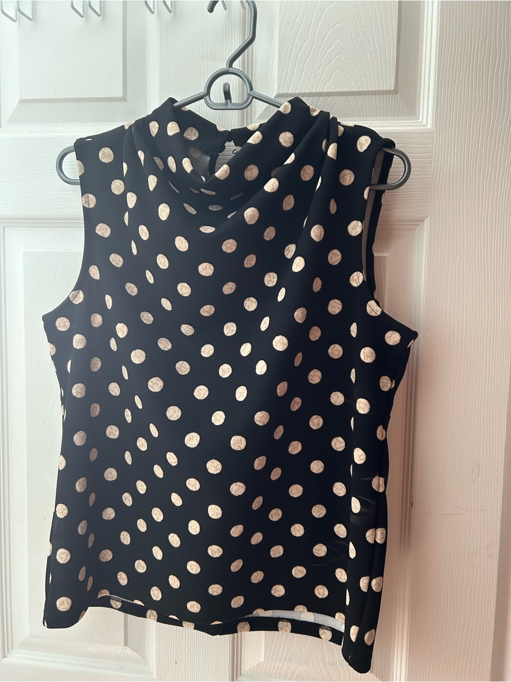 Sleeveless Black Polka Dot Cowl Neck Top - Ann Taylor